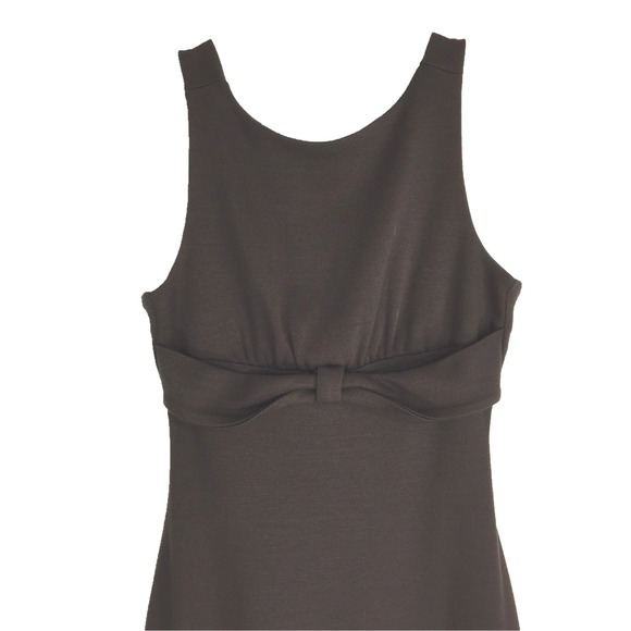 Banana Republic Dress XS Chocolate Brown Empire Twist Bow Open Back Wool Bl CUTE - Picture 2 of 4